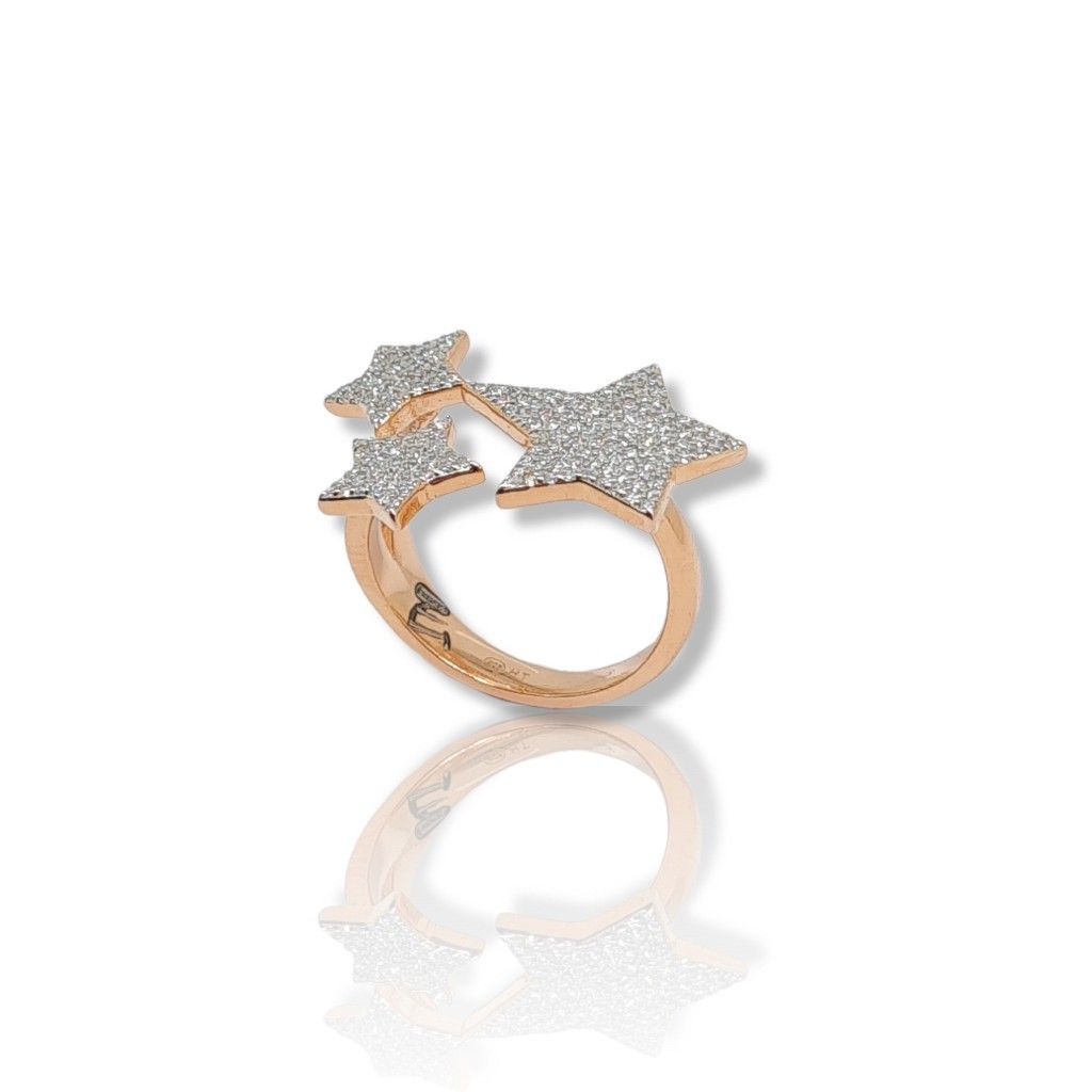 Ασημένιο δαχτυλίδι με αστεράκια απο επιχρυσωμένο ασήμι 925°  (code FC001767)